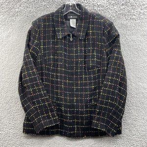 Sag Harbor Blazer Women's Size 16 Black Multi Colored Check Blazer Ladies 16